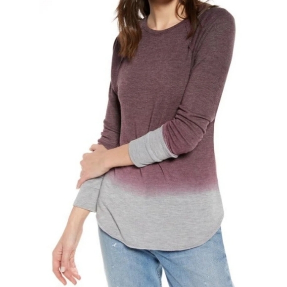 NWT Treasure &‎ Bond Curved Hem Ombré Long Sleeve Top Size XS - Picture 1 of 7